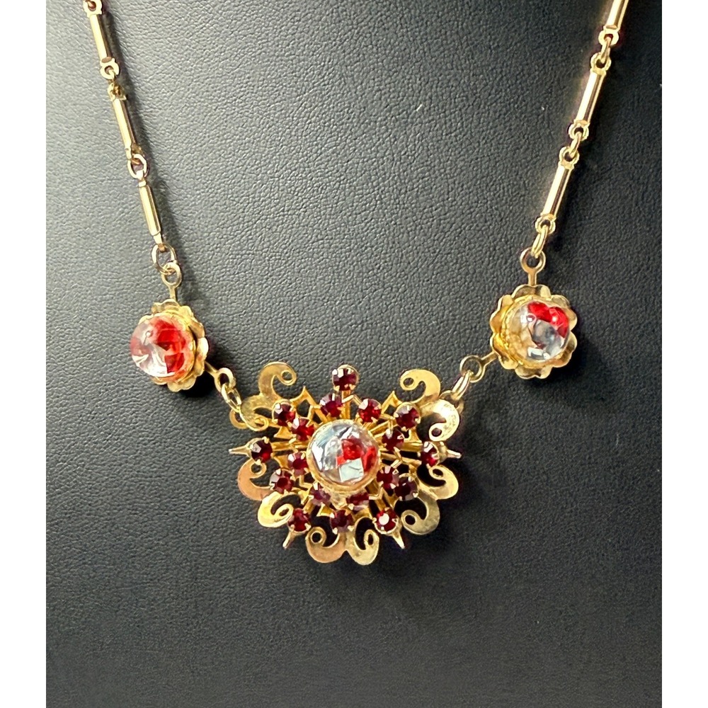 Vintage Victorian Revival Necklace Rhinestone
